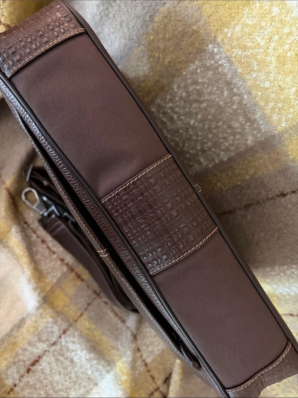 Boconi Tyler Tumbled Brokers Bag Color Coffee Italian Pebbled Leather EXCELLENT